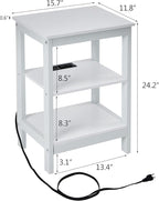 VECELO Modern Nightstands with Charging Station,Side End Table Night Stand with Storage Shelf for Small Spaces, Bedroom,Living Room