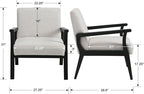 HNY Mid Century Armchair with Black Wood Frames, Linen Upholstered Living Room Arm Chair, for Living Room, Bedroom, Ivory