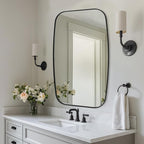ANDY STAR Black Oval Mirrors for Bathroom, Large 24x36’’ Matte Black Metal Framed Oblong Wall Mirror, Modern Black Vanity Mirror in Stainless Steel Frame Wall Mount Horizontal or Vertical
