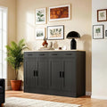 Black Sideboard Buffet with 4 Doors & 2 Drawers, Accent Coffee Bar, Kitchen Cabinet for Living Room, Kitchen or Hallway
