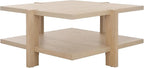 SAFAVIEH Couture Collection Quigley Natural Oak Brown 2-Tier Square Coffee Table, Ideal for Living Room, Office, Bedroom