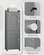 Bathroom Storage Cabinet, Corner Floor Cabinet with 2 Doors and Adjustable Shelf, Narrow Toilet Paper Cabinets, Bathroom Organizer for Small Spaces, 7.9" D x 9.8" W x 29.5" H Gray
