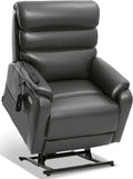 EONIX Wide Lay Flat Power Lift Recliner Chair for Elderly, Heavy Duty Oversized Breathable Faux Leather Lift Chairs Recliner Sofa with Heat and Massage and Charging Ports, Grey
