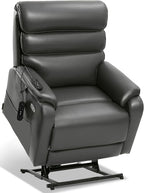 EONIX Wide Lay Flat Power Lift Recliner Chair for Elderly, Heavy Duty Oversized Breathable Faux Leather Lift Chairs Recliner Sofa with Heat and Massage and Charging Ports, Grey