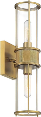 Possini Euro Design Miranda Modern Wall Light Sconce Warm Brass Gold Hardwired 4 1/2" 2-Light Fixture Clear Glass Shades for Bedroom Bathroom Vanity Reading Living Room Hallway House Home Decor