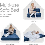 Milliard Tri Folding Sofa Mattress, 2024 Edition, Memory Foam Foldable Mattress with Ultra Soft & Washable Ribbed Fur Cover, Twin Size (Navy)
