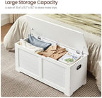 VASAGLE Storage Chest, Storage Bench with 2 Safety Hinges, Farmhouse Style, 15.7 x 39.4 x 18.1 Inches, for Entryway, Bedroom, Living Room, Cloud White ULSB061T10
