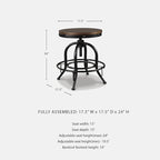 Signature Design by Ashley Valebeck Industrial Adjustable Height Swivel Barstool, 2 Count, Brown