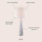 JONATHAN Y JYL1002A Bradley 29" Resin LED Table Lamp Modern Contemporary Glam Bedside Desk Nightstand Lamp for Bedroom Living Room Office College Bookcase LED Bulb Included, White/Black