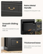 AOGLLATI Farmhouse 5 Drawers Dresser for Bedroom, 48” Tall Wood Rustic Chest of Drawers with Natural Texture, Vintage Design, Black Storage Dresser for Bedroom, Black