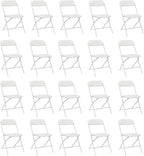 20 Pack White Heavy Duty Plastic Foldable Chair, Stackable Chairs with Reinfoced Steel Frame for Indoor and Outdoor, Wedding, Party, Restaurant, Meeting Room, Patio