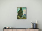 Wieco Art Framed Wall Art Cypresses Classic Giclee Canvas Prints by Van Gogh Famous Oil Paintings Green Tree Picture for Home Decorations Modern Abstract Forest Landscape Artwork