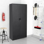 BESFUR 71" H Metal Storage Cabinet with 5 Adjustable Shelves and Lockable Doors, Locking Cabinet for Garage, Classroom and Office - Black