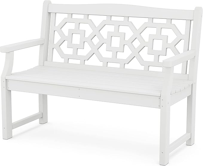 Martha Stewart by POLYWOOD® Chinoiserie 48” Garden Bench in White