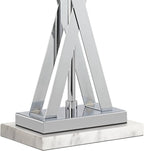 Possini Euro Design Proxima Modern Table Lamp with White Marble Riser 28" Tall Chrome Silver Metal Double Rectangular Shades Decor for Bedroom Living Room Nightstand Bedside Office Kids Room