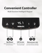 Electric Height Adjustable Standing Desk with Power Outlet and LED Light Strip, Sit to Stand, Ergonomic 48x24" Rising Desk with Memory Presets, Home Office Workstation, Computer Gaming Table, Brown