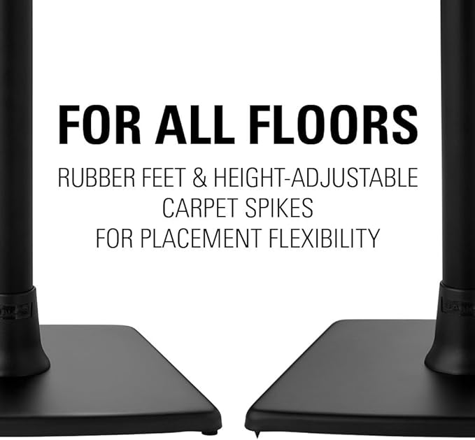 SANUS Wireless Sonos Speaker Stand for Sonos One, Play:1, & Play:3 - Audio-Enhancing Design with Built-in Cable Management - Pair (Black) - WSS22-B1
