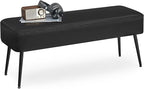 VASAGLE EKHO Collection - Bench for Entryway Bedroom, Synthetic Leather with Stitching, Ottoman Bench with Steel Legs, Living Dining Room, Mid-Century Modern, Loads 660 lb, Ink Black ULOM076B01