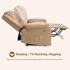 PU Leather Electric Power Lift Chair, Recliner Massage Chair with Remote Control and Side Pocket for Elderly, Power Lift Recliner Sofa with Heat and Massage for Living Room, Earthy Yellow