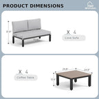 MFSTUDIO 8 Pieces Patio Furniture Set with 10ft 3 Tier Auto-tilt Umbrella,Outdoor Metal Frame Patio Sectional Sofa Conversation Set with 4 Coffee Tables&Removable Cushion for Backyard,Garden,Poolside