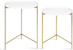 Kate and Laurel Ulani Modern Nesting Side Table, Set of 2, White and Gold, Sophisticated Glam End Tables for Storage and Display
