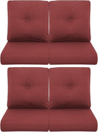 Patio Chair Cushions 4 Packs - Outside High Back Thick Water-Resistant Cushion 22x24 with Zipper Cover for Outdoor Glider Rocking Chairs Loveseat Couch – Red/Buckle