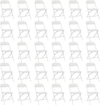 30 Pack White Plastic Folding Chairs, Portable Party Chairs, Stackable Commercial Seats with Steel Frame for Home Office Wedding Party Indoor Outdoor Events Chairs, 350lbs Capacity