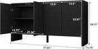 Sideboard Buffets Cabinet, Modern Accent Storage Cabinet with 4 Fluted Doors and Adjustable Shelves, Wood Credenza Buffet Sideboards, Console Table for Kitchen Dining Living Room Entryway (Black)