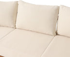 Christopher Knight Home Burchett Outdoor 3 Seater Sofa with Cushions - Acacia Wood and Round Wicker - Teak/Mixed Brown/Beige