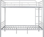 Merax Full Over Full Metal Bunk Bed with Ladder and high Guardrail, Able to Split, Storage Space, No Box Spring Needed, Noise Free, Silver