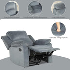 CANMOV Manual Recliner Chair Set of 2, Soft Fabric Overstuffed Recliner Single Sofa Chair for Living Room, Heavy Duty and Safety Reclining Mechanism (Blue Grey)
