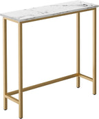 HollyHOME Narrow Hallway Table, 29.5" Small Console Stand, Slim Entryway Table, Sofa Desk, for Hallway, Bedroom, Living Room, Foyer, Marble Texture