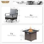 Sophia & William Patio Furniture Set with Fire Pit Table, 5 PCS Metal Outdoor Conversation Set Sofa Couch with Fire Pit Table, 4 Sofa Chairs for Outdoor Seating,Backyard,Porch(Grey)