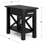 SIMPLIHOME Kitchener SOLID WOOD 14 inch Wide Rectangle Contemporary Narrow Side Table in Black for the Living Room and Bedroom