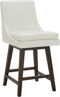 CHITA Counter Height Swivel Barstool, FSC Certified Upholstered Bar Stool, 26.8" H Seat Height, PU Leather in Pure White