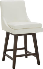 CHITA Counter Height Swivel Barstool, FSC Certified Upholstered Bar Stool, 26.8" H Seat Height, PU Leather in Pure White