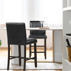 COSTWAY Bar Stools Set of 2, 25.5” PVC Leather Armless Counter Height Chair with Back, Kitchen Island Breakfast Chair for Dining Room, Party Room & Restaurant (2, Black)