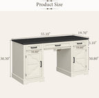 Vabches Computer Desk with File Drawer,Rustic Executive Desk with Drawers Wood Office Desk with Ample Storage Drawers,Farmhouse Large Home Wrting Desk with Drawers for Bedroom,White