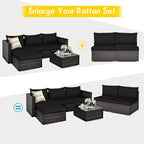 COSTWAY 2PCS PE Rattan Armless Sofa, Wicker Patio Conversation Set Chairs with Soft Cushion, Outdoor Sectional Furniture for Yard, Poolside (Black)