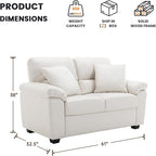 Morden Fort Faux Leather Loveseat, Modern Luxury Furniture with Removable and Easy to Clean Cushions, Skin-Friendly Wide Arm Leather Loveseat for Living Room Apartment Office Lounge, White