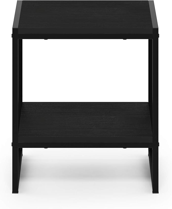 FURINNO Camnus Modern Living 2-Tier End Table, Americano, 15.9 in x 15.75 in x 18 in