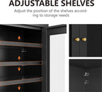 Metal Bathroom Cabinet, Small Floor Storage Cabinet, Freestanding Sideboard with 2 Adjustable Shelves for Living Room, Dinging Room (Black, 31.5" H-2 Doors)