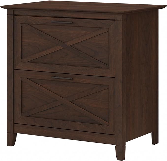 Bush Furniture Key West 2 Drawer Lateral File Cabinet in Bing Cherry, Document Storage for Home Office, Accent Chest with Drawers