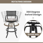 Pellebant Outdoor Swivel Barstools Set of 6, Aluminum 29.5" Bar Height Stool Chairs with Back & Footrest,Rust-Proof Tall Patio Bar Stools for Deck Lawn Garden,Milano Char