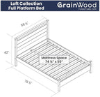 Grain Wood Furniture Loft Full Size Solid Wood Bed, Weathered Pine