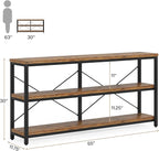 Tribesigns 55-Inch Industrial Sofa Table, 3-Tier Console Table with Metal Frame and Open Shelves, Modern Decorative Shelf, Open TV Shelf for Living Room, Entryway, Hallyway (Brown and Black)