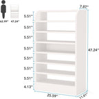 Tribesigns Shoe Rack, 8-Tier Tall Shoe Shelf, Wooden Shoe Storage Cabinet, White