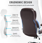 Leather Executive Office Chair, High Back Ergonomic Office Desk Chairs with Wheels, 90-120° Rocking Managerial Chair Home Computer Chairs with Flip-up Armr and Lumbar Support(Dark Brown)