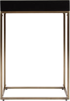 Kate and Laurel Karlsen Modern Wood and Metal Narrow Side Table, 16 x 8 x 24, Black and Antique Brass, Minimal Slim End Table for Use as Bedroom Nightstand or Accent Entryway or Living Room Decor