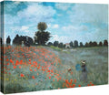 Wieco Art The Poppy Field Near Argenteuil Canvas Prints Wall Art of Claude Monet Famous Oil Paintings Reproduction Classic Landscape Pictures Artwork for Bedroom Decorations